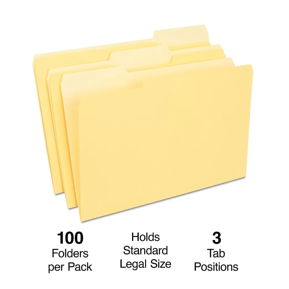 Staples File Folders<File Folder, 1/3-Cut Tab, Legal Size, , 100/Box (ST224576-CC)