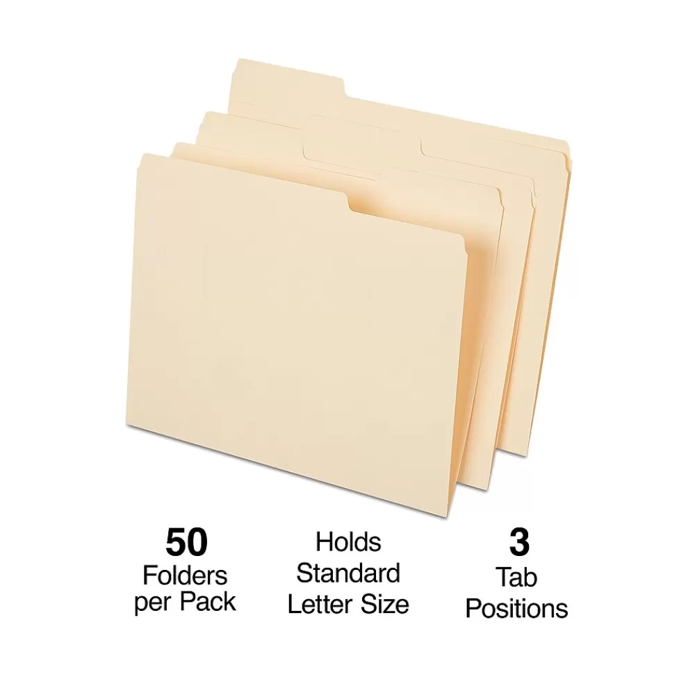 Staples File Folders<File Folder, 1/3-Cut Tab, Letter Size, Manila, 50/Pack (ST541077-CC)