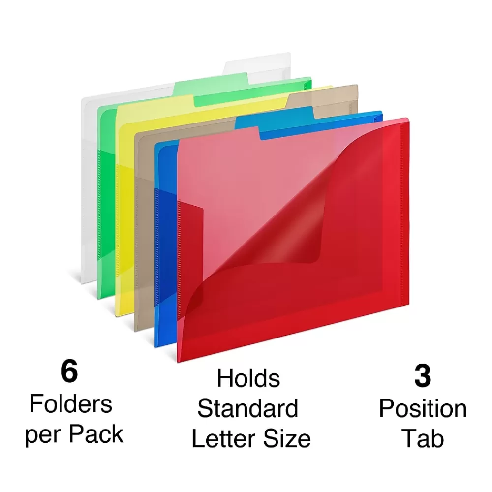 Staples File Folders<File Folders, 1/3-Cut Tab, Letter Size, Assorted Colors, 6/Pack (TR10847/10847)