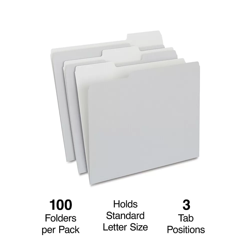Staples File Folders<File Folders, 1/3-Cut Tab, Letter Size, , 100/Box (ST433664-CC)