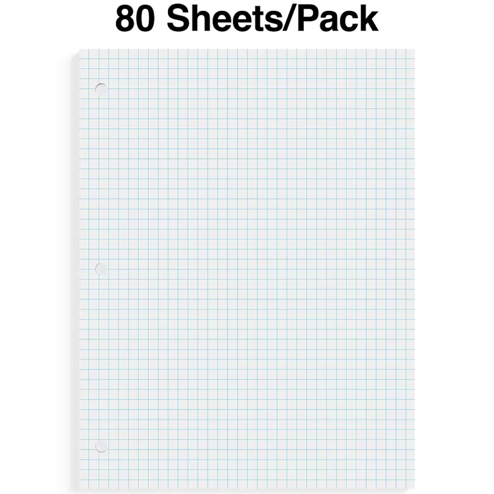 Staples Filler Paper<® Graph Ruled Filler Paper, 8" x 10.5", White, 80 Sheets/Pack (ST25634D)