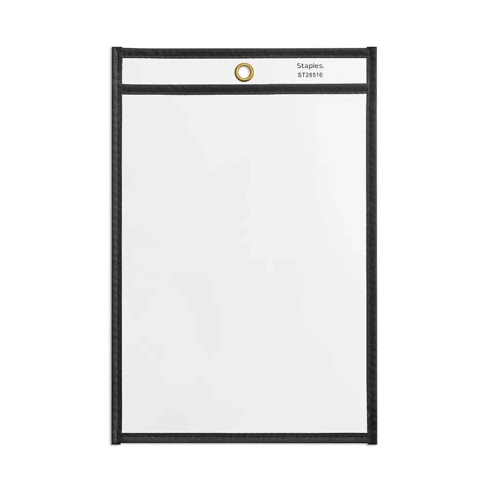 Staples Sheet Protectors<Heavy Weight Stitched Job Ticket Holder, 6" x 9", Clear, 25/Pack (28510)
