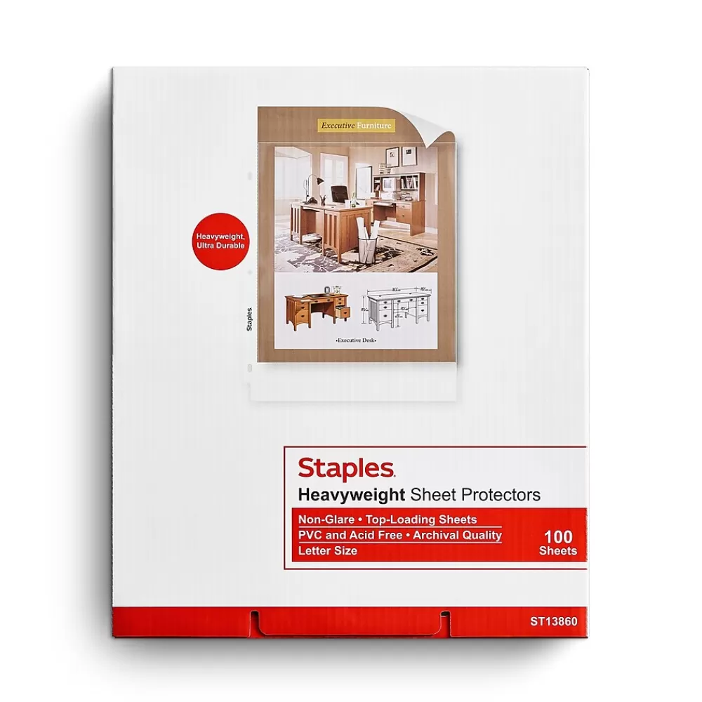 Staples Sheet Protectors<Heavyweight Sheet Protector, 8.5" x 11", Non-Glare, 100/Box (13860-CC)