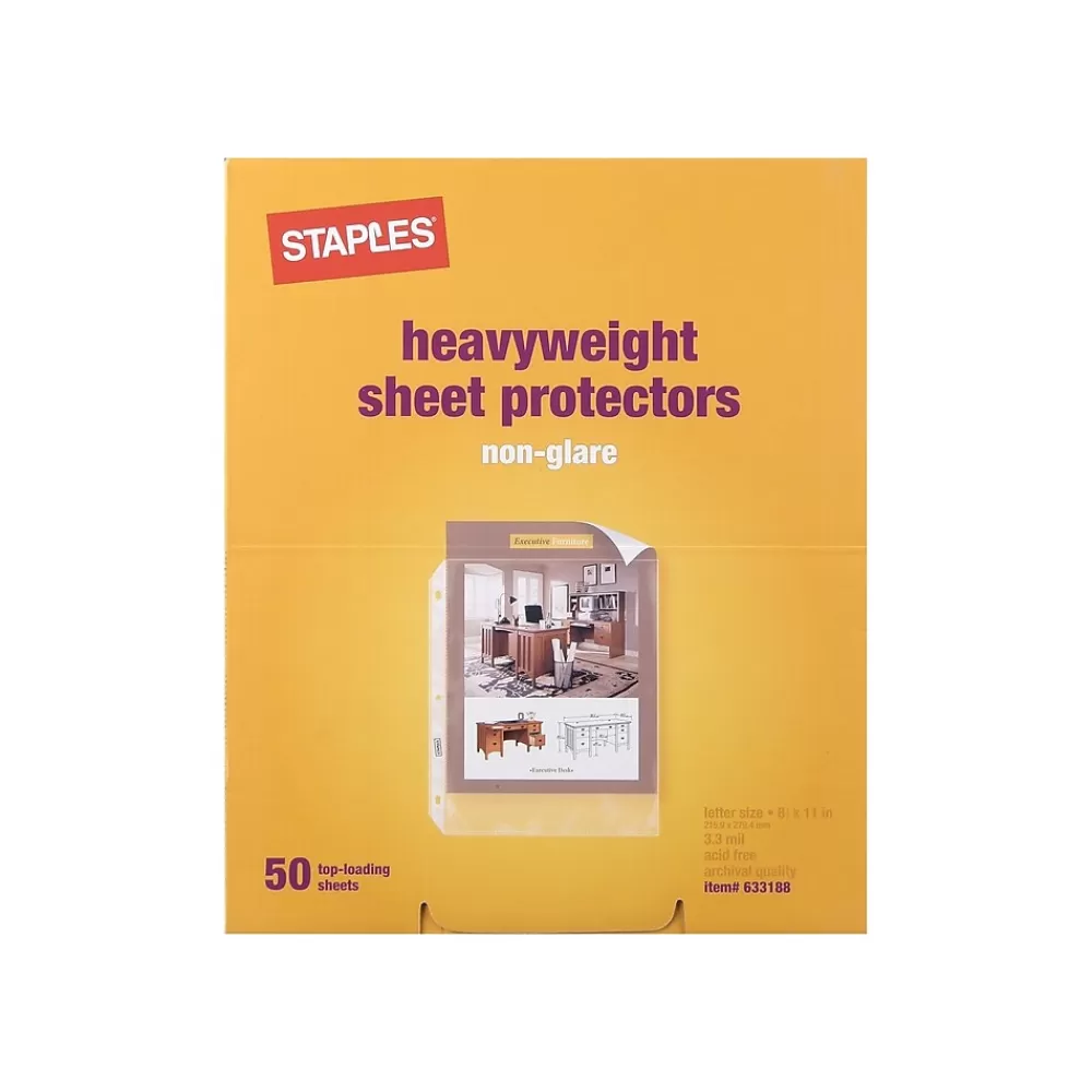 Staples Sheet Protectors<Heavyweight Sheet Protectors, 8.5" x 11", Clear, 50/Box, 5 Boxes/Case (34749CT)