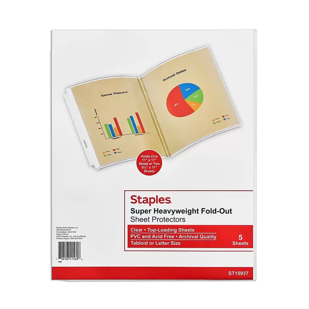 Staples Sheet Protectors<Heavyweight Sheet Protectors, 11" x 17", Clear, 5/Pack (15937-CC)