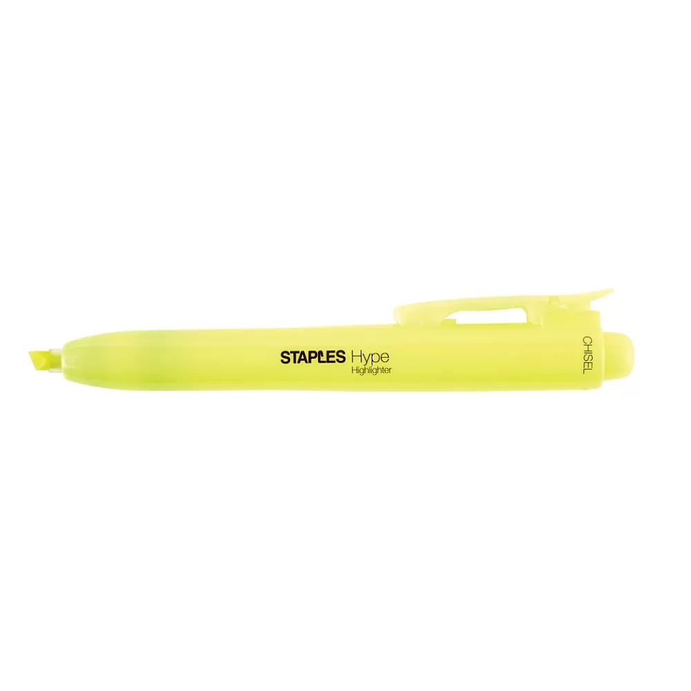 Staples Highlighters<® Hype® Retractable Highlighters Chisel Yellow 4pk (50806)