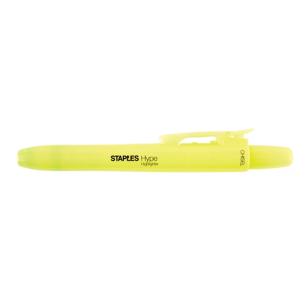 Staples Highlighters<® Hype® Retractable Highlighters Chisel Yellow 4pk (50806)