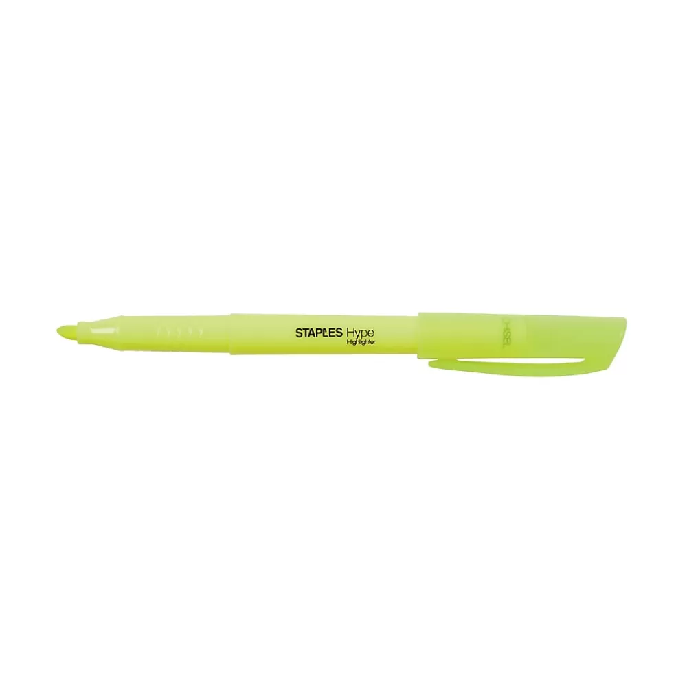 Staples Highlighters<Hype Stick Highlighters, Chisel, Yellow, 5/Pack (29346)