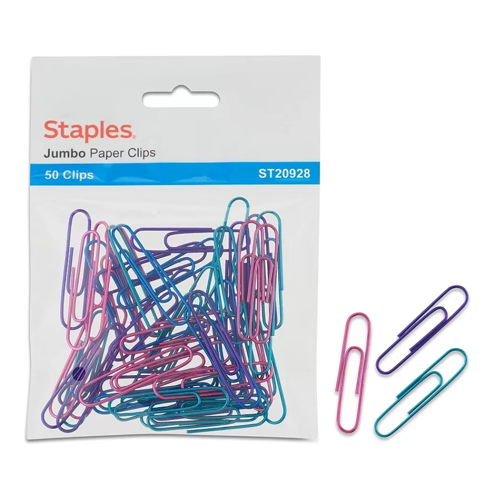 Staples Clips & Fasteners<® Jumbo Paperclip 50 PK - Metallic