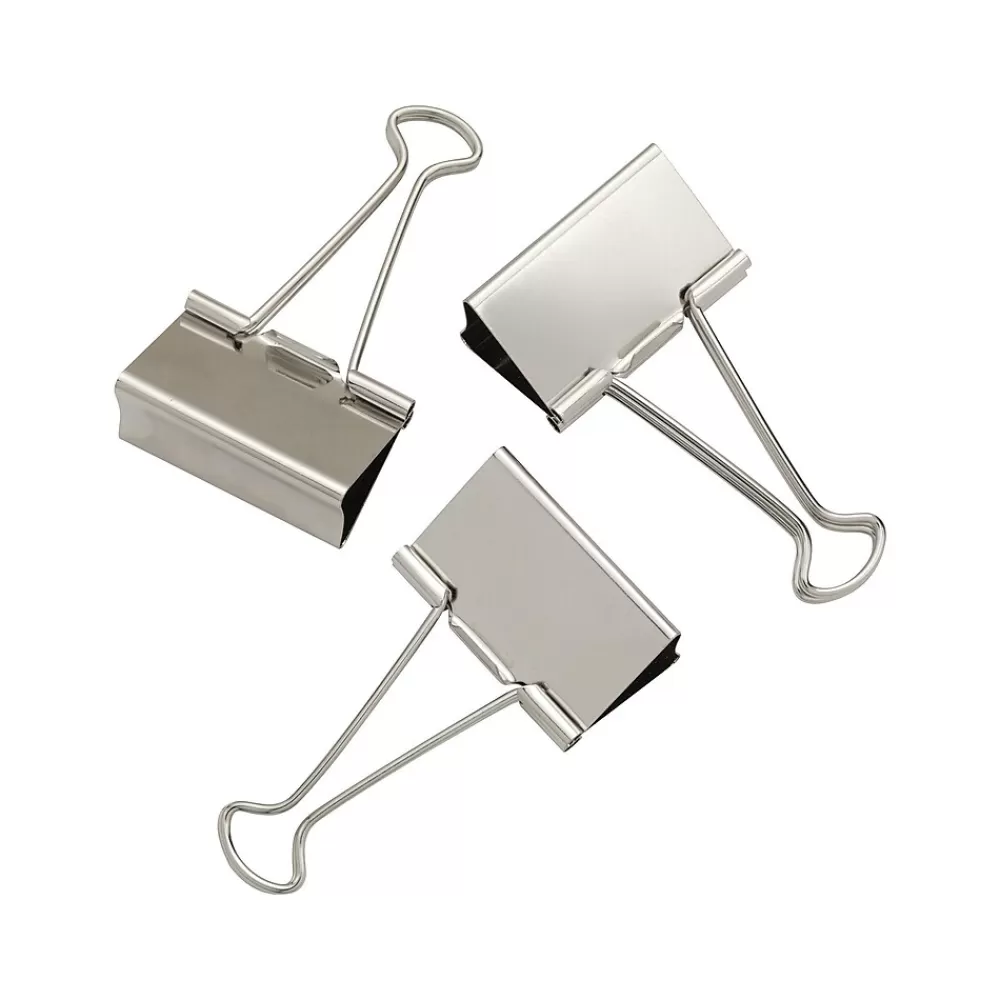 Staples Clips & Fasteners<Large Binder Clips, Large, Satin Silver, 12/Pack (21598)