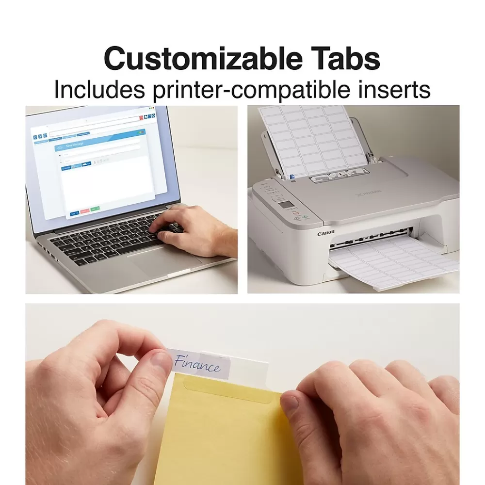 Staples Dividers<Large Tab Insertable Paper Divider, 8 Tabs, Buff with Clear Tabs, 1 Set (18934/11112)
