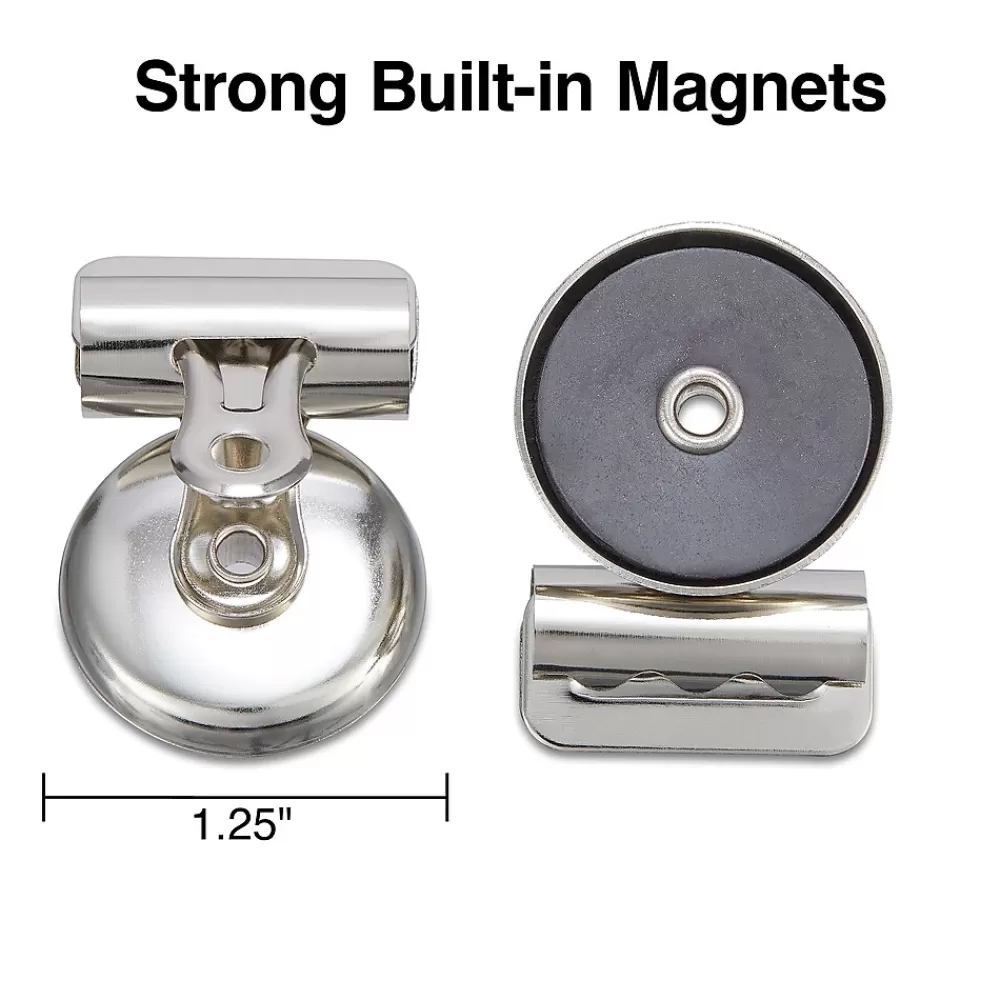 Staples Clips & Fasteners<Magnetic Bulldog Clips, 1.25"W, Metallic, 18/Pack (17694)