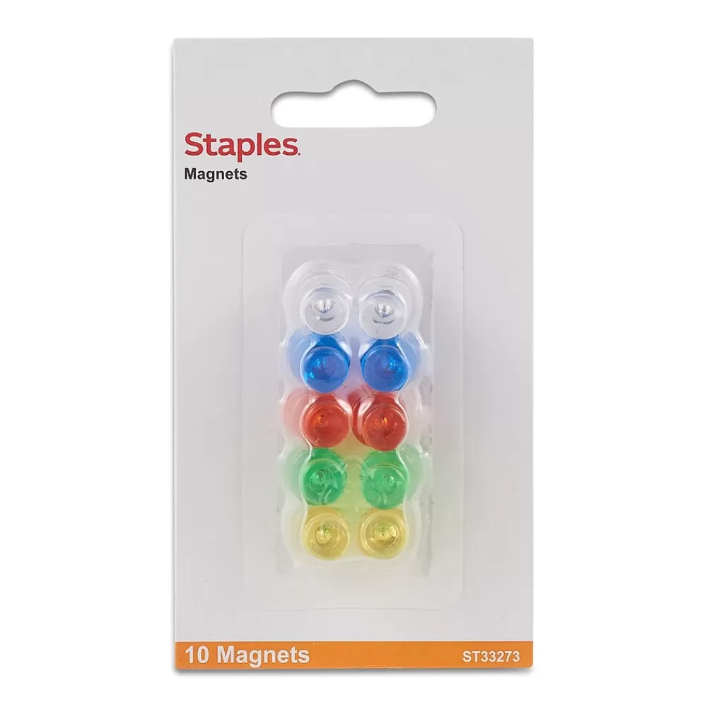 Staples Clips & Fasteners<Magnets, Assorted, 10/Pack (33273-CC)