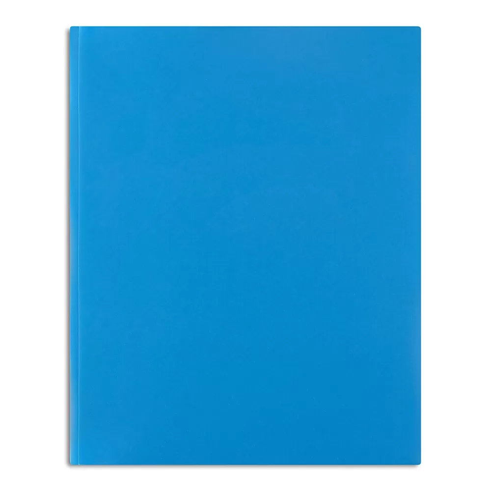 Staples Pocket Folders<Matte 2-Pocket Plastic Portfolio Folder with Fasteners, Blue (ST55477-CC)