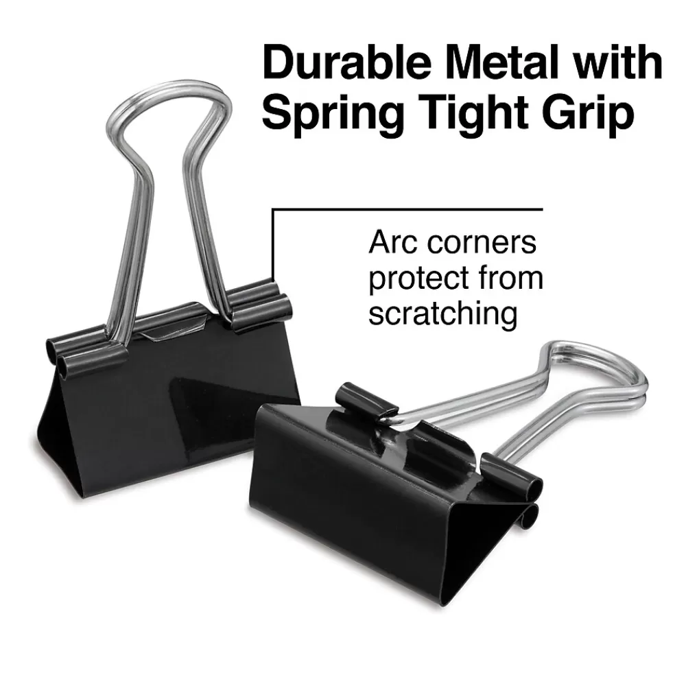 Staples Clips & Fasteners<Medium Binder Clips, 0.63" Capacity, Black, 24 Clips/Pack (ST10668/10668)