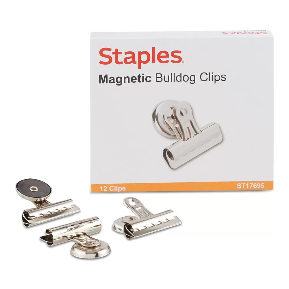 Staples Clips & Fasteners<Medium Bulldog Clips, Silver, 12 Clips/Pack (ST17695/17695)