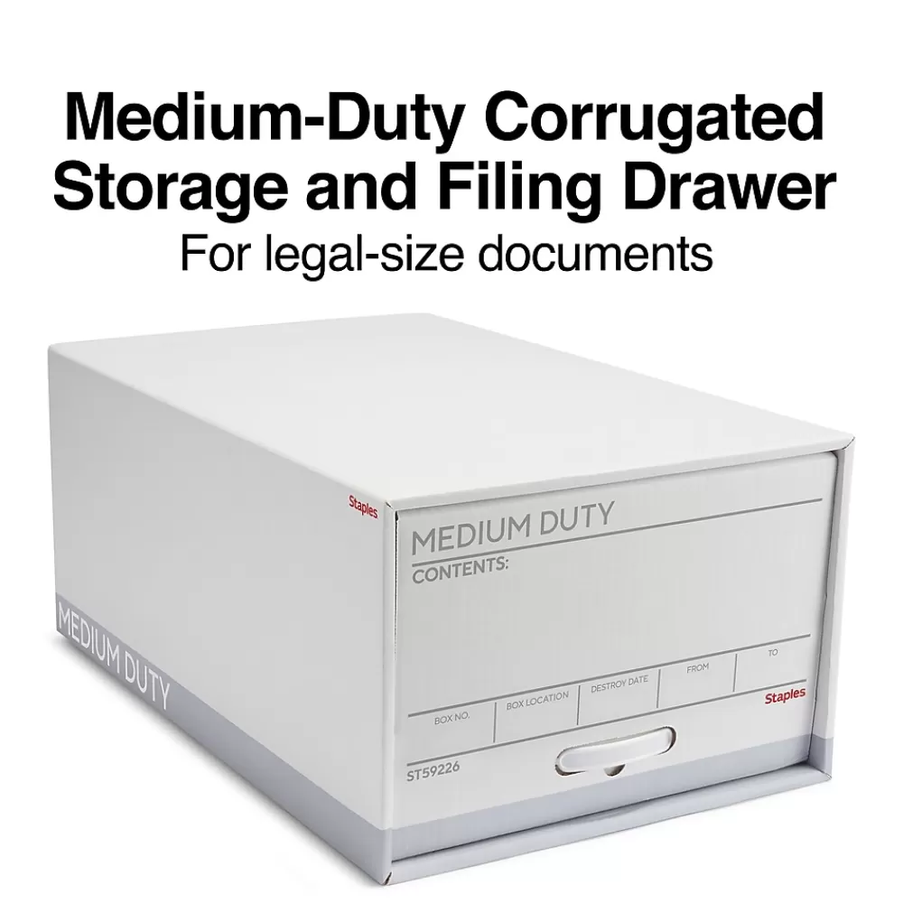 Staples File Storage<Medium Duty File Drawers, Legal, White/Gray, 6/Carton (TR59226)