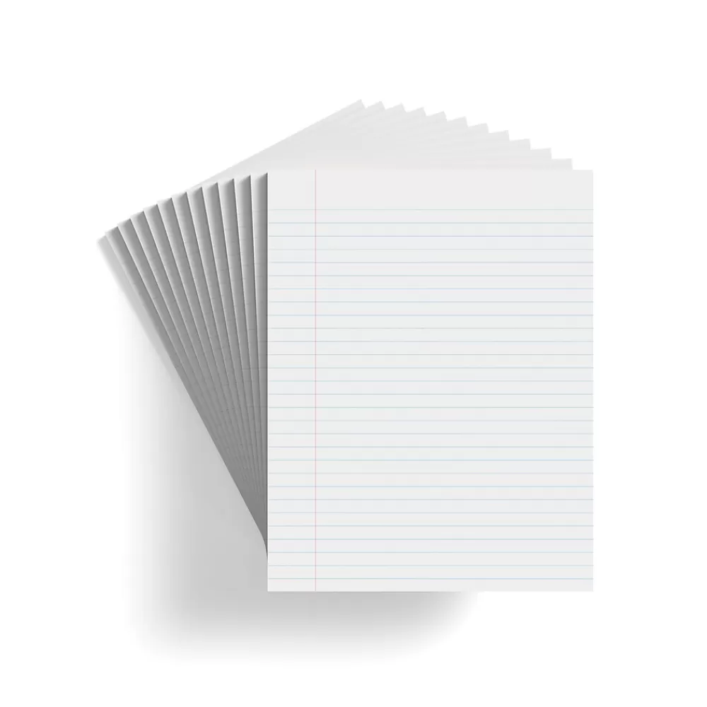 Staples Notepads<Notepad, 8.5" x 11" (US letter), Wide Ruled, White, 50 Sheets/Pad, Dozen Pads/Pack, 6 Packs/Case (TR57334CT)