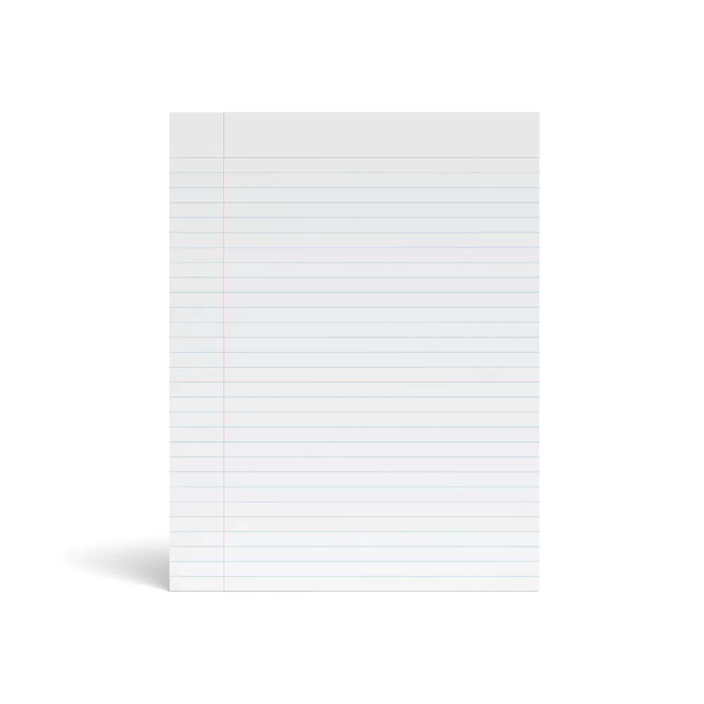 Staples Notepads<Notepad, 8.5" x 11" (US letter), Wide Ruled, White, 50 Sheets/Pad, Dozen Pads/Pack, 6 Packs/Case (TR57334CT)