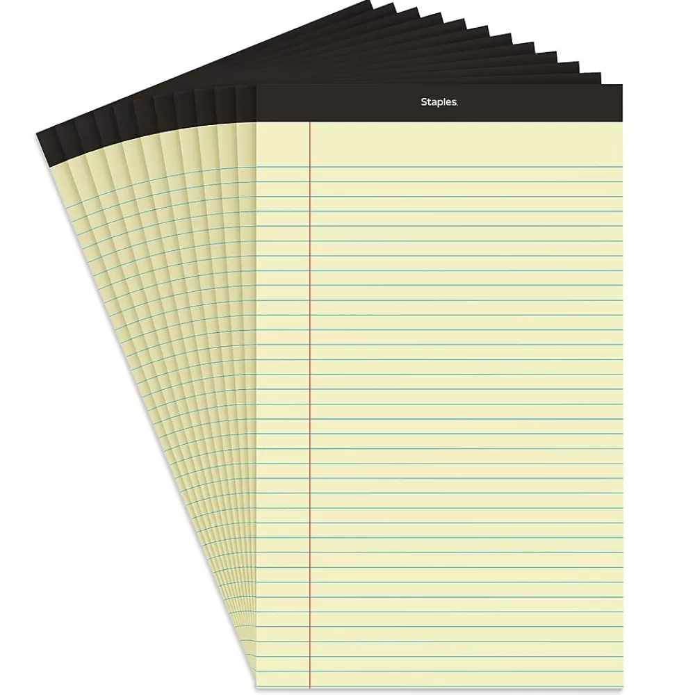 Staples Notepads<Notepad, 8.5" x 14", Wide Ruled, , 50 Sheets/Pad, Dozen Pads/Pack (ST57301)