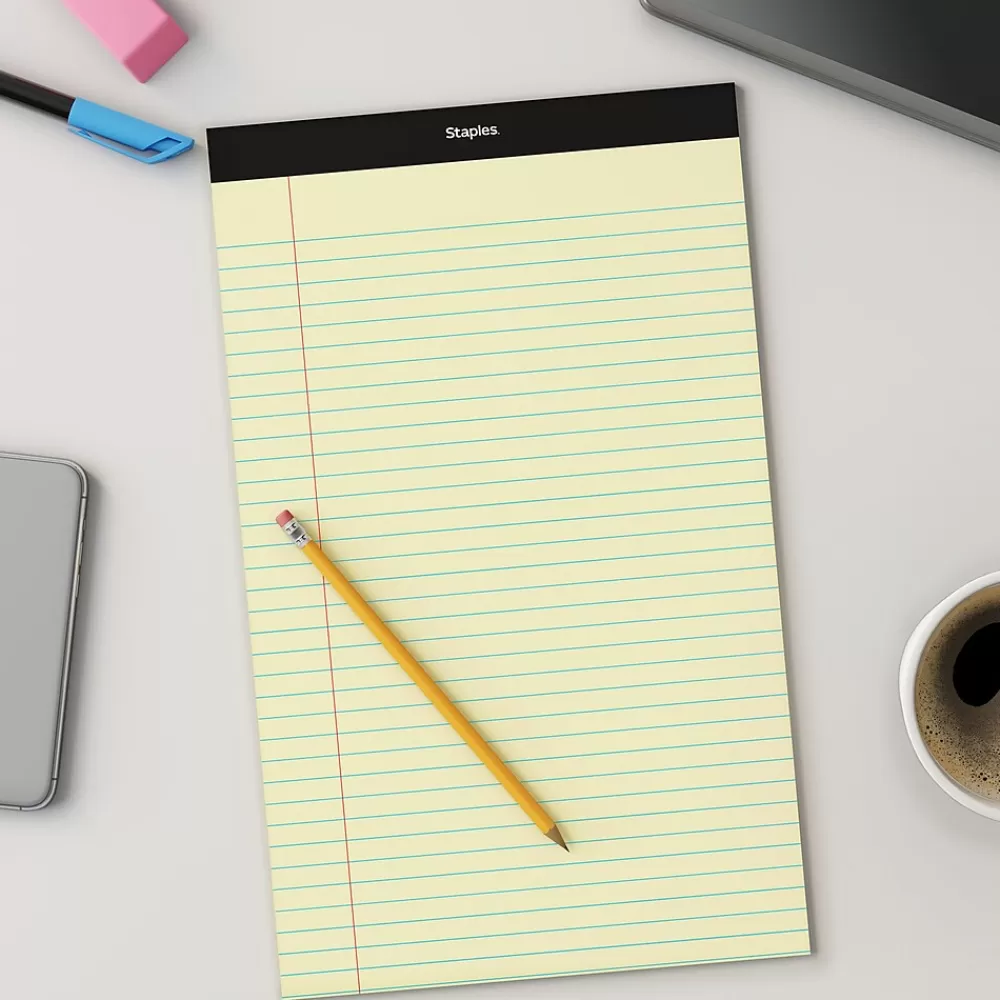 Staples Notepads<Notepad, 8.5" x 14", Wide Ruled, , 50 Sheets/Pad, Dozen Pads/Pack (ST57301)