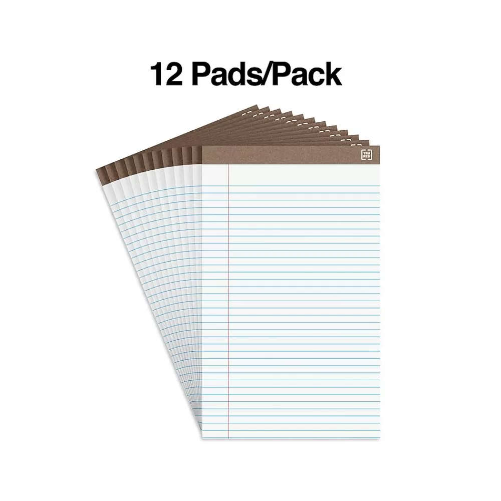 Staples Notepads<Notepads, 8.5" x 14" (legal), Wide Ruled, White, 50 Sheets/Pad, Dozen Pads/Pack (58189)