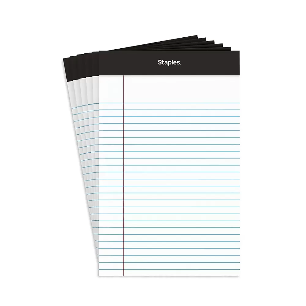 Staples Notepads<Notepads, 5" x 8", Narrow Ruled, , 100 Sheets/Pad, 6 Pads/Pack (ST57343)