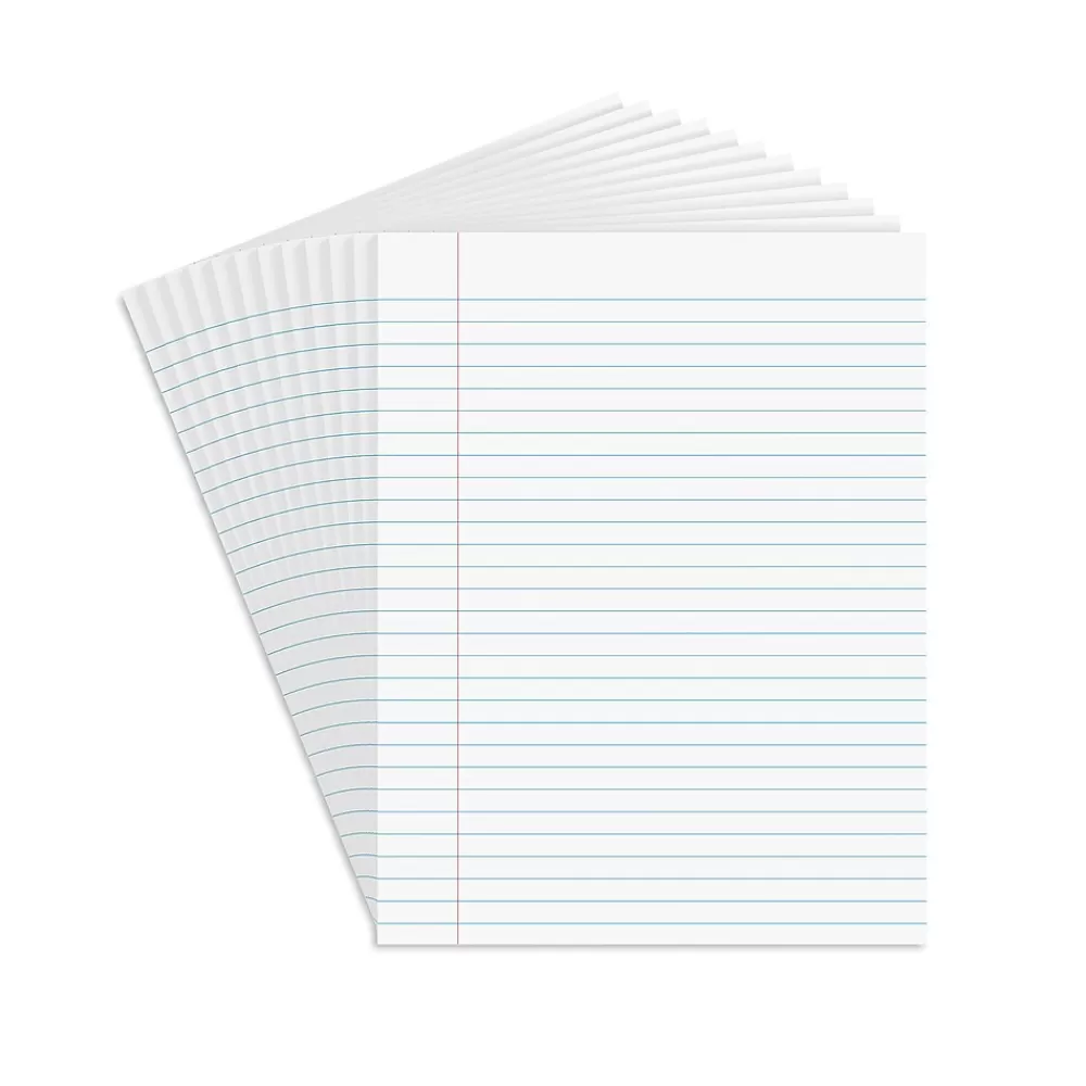 Staples Notepads<Notepads, 8.5" x 11" (US letter), Wide Ruled, White, 50 Sheets/Pad, Dozen Pads/Pack (ST57334)