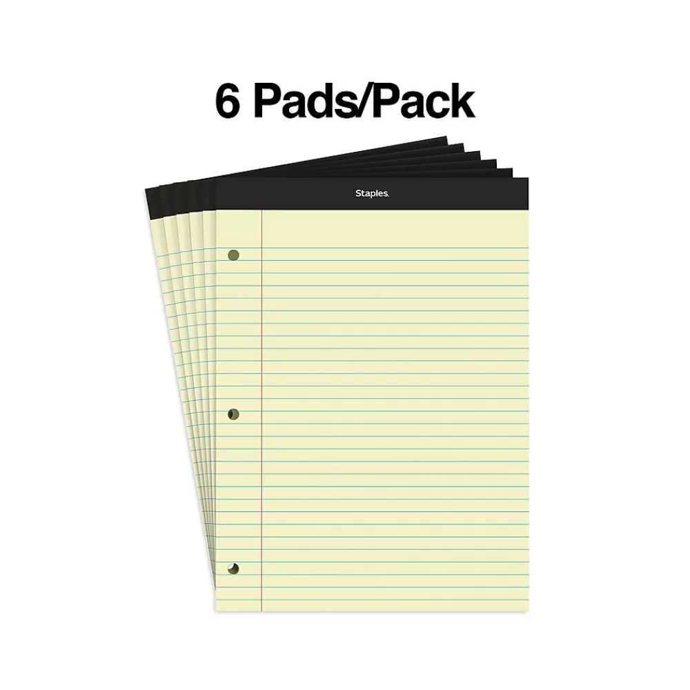 Staples Notepads<Notepads, 8.5" x 11.75", Wide Ruled, , 100 Sheets/Pad, 6 Pads/Pack (ST57349)