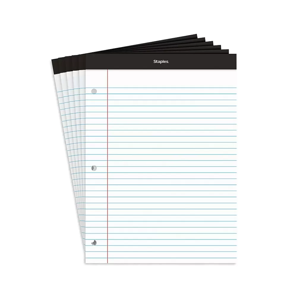 Staples Notepads<Notepads, 8.5" x 11.75", Wide Ruled, , 100 Sheets/Pad, 6 Pads/Pack (ST57350)