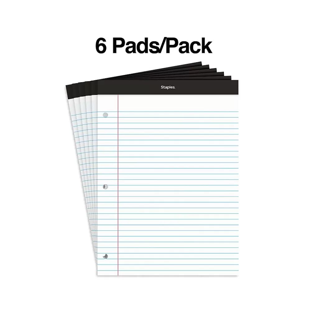 Staples Notepads<Notepads, 8.5" x 11.75", Wide Ruled, , 100 Sheets/Pad, 6 Pads/Pack (ST57350)