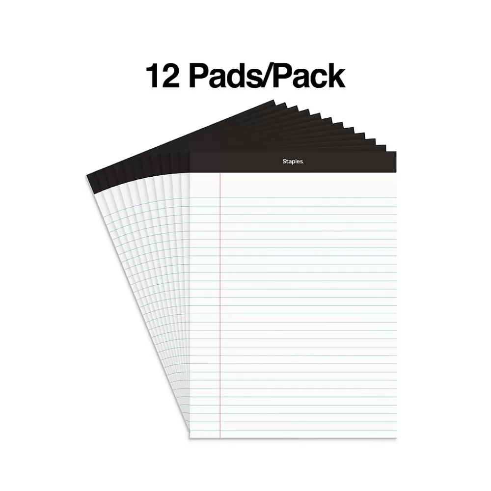 Staples Notepads<Notepads, 8.5" x 11.75", Wide Ruled, White, 50 Sheets/Pad, Dozen (ST57339M/57339)