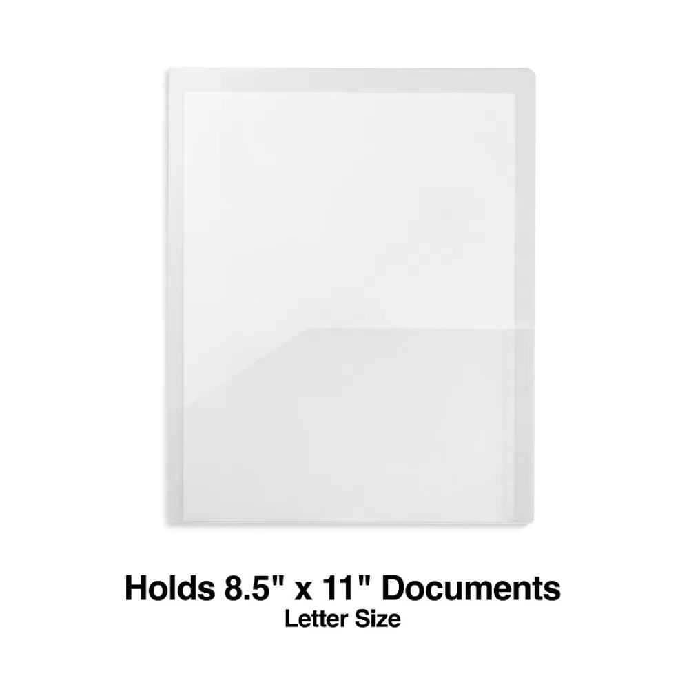 Staples Pocket Folders<2-Pocket Plastic Presentation Folder, Clear (ST26382-CC)