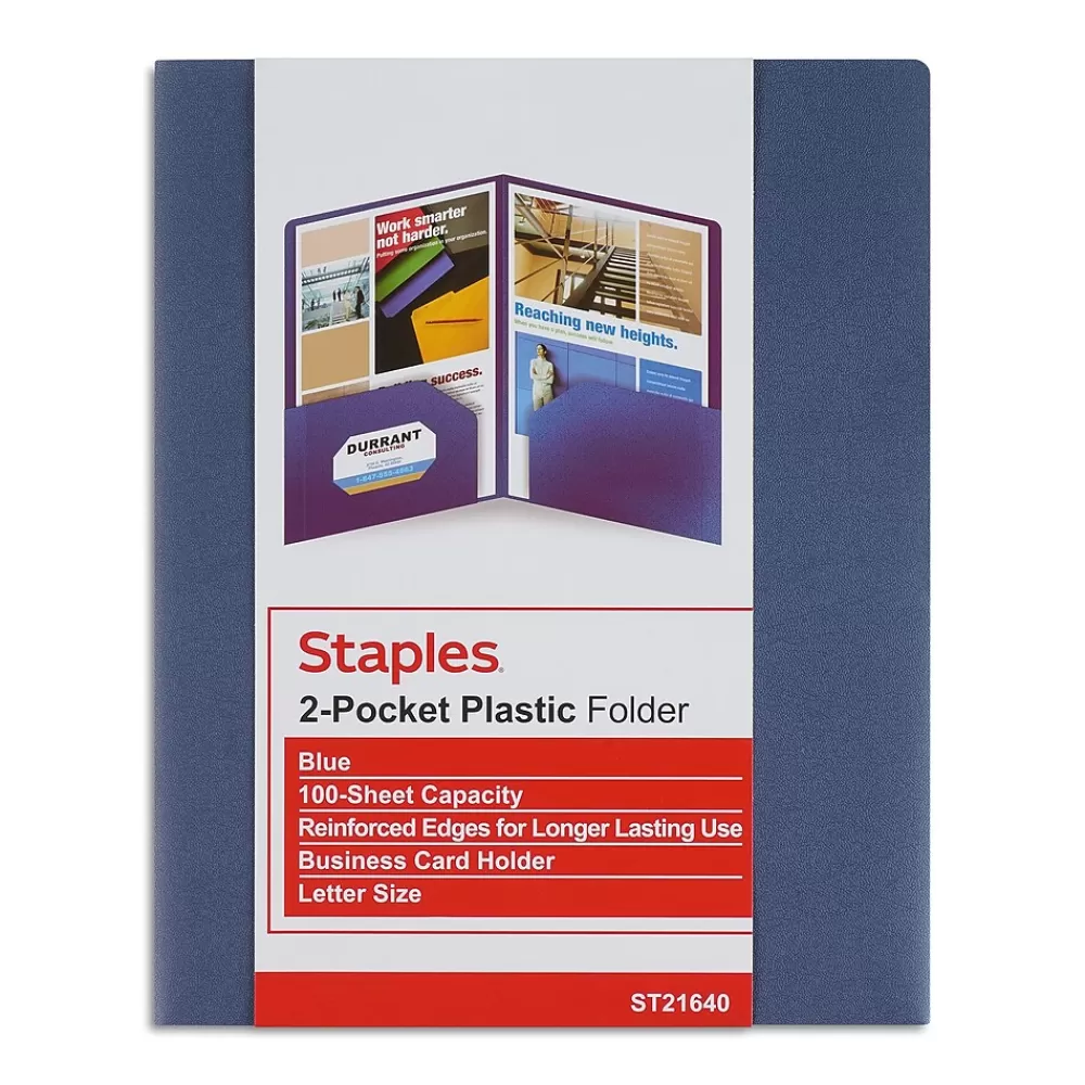 Staples Pocket Folders<2-Pocket Plastic Presentation Folder, (21640-CC/20632)