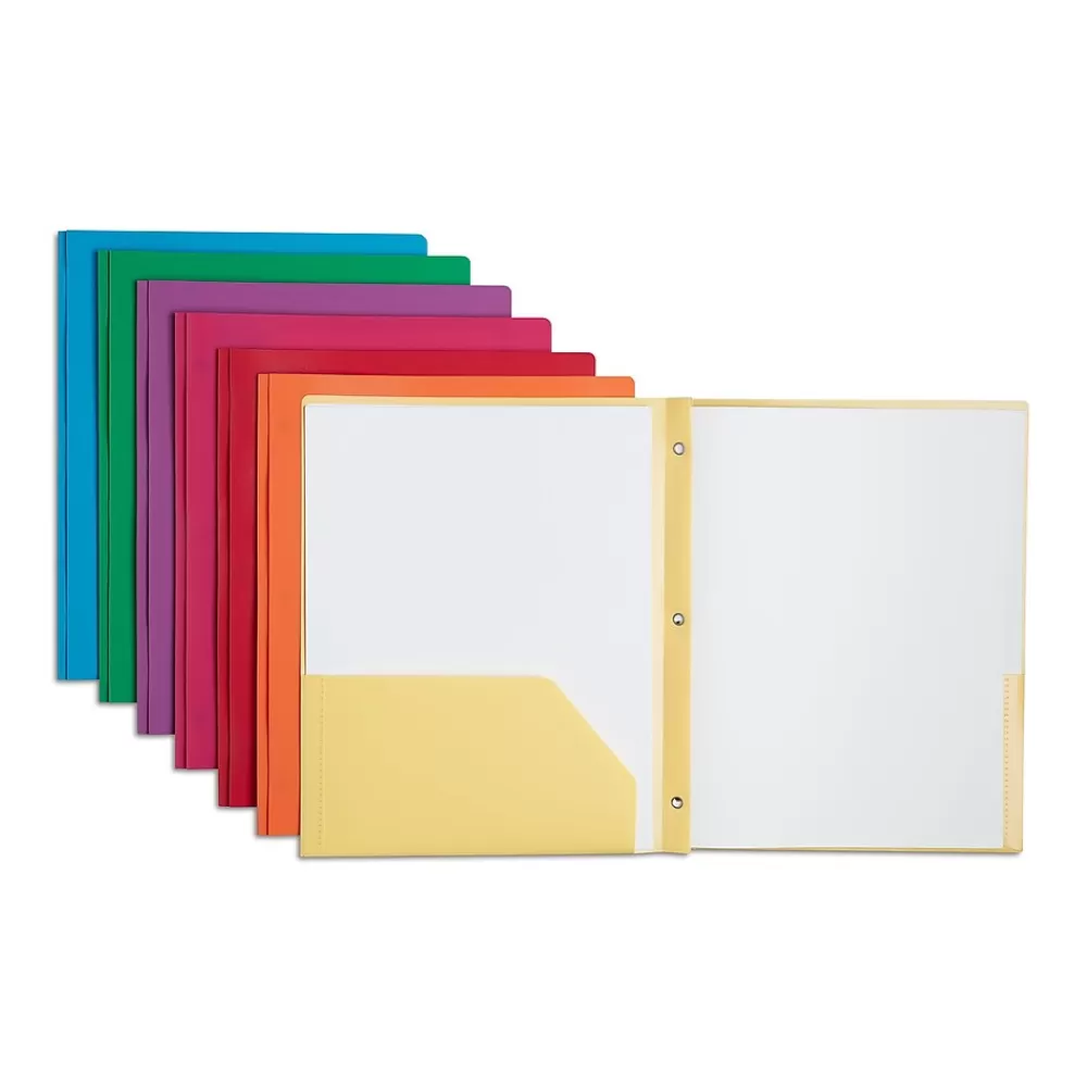 Staples Pocket Folders<2-Pocket Plastic Presentation Folder with Fasteners, Assorted (ST55096-CC)