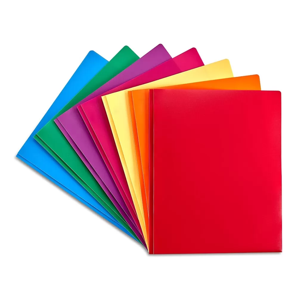 Staples Pocket Folders<2-Pocket Plastic Presentation Folder with Fasteners, Assorted (ST55096-CC)