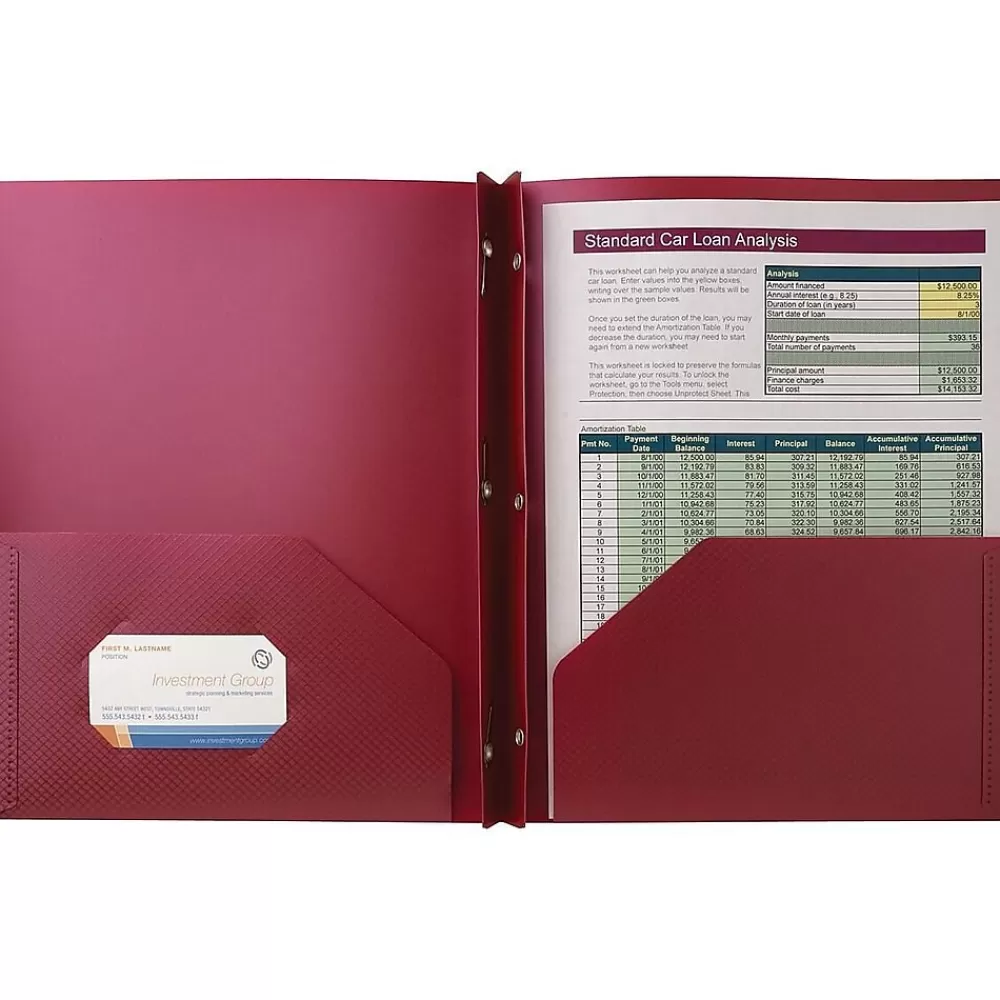 Staples Pocket Folders<2-Pocket Presentation Folder, Burgundy (21611-CC/20649)