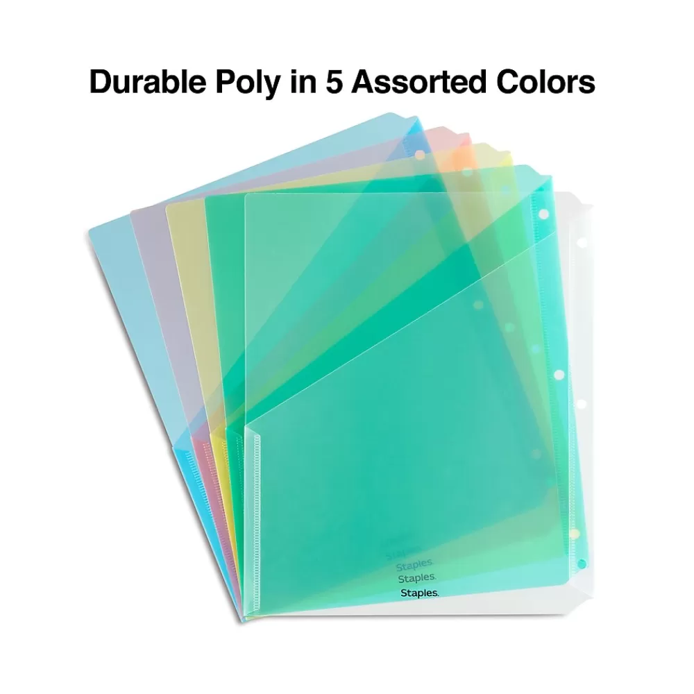 Staples Sheet Protectors<Poly Binder Pocket, 3-Hole Punched, , 5/Pack (ST15158-CC)