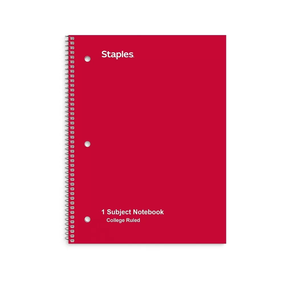 Staples Subject Notebooks<® Poly 1-Subject Notebook, 8" x 10.5", College Ruled, 70 Sheets, Assorted Colors (27620M)