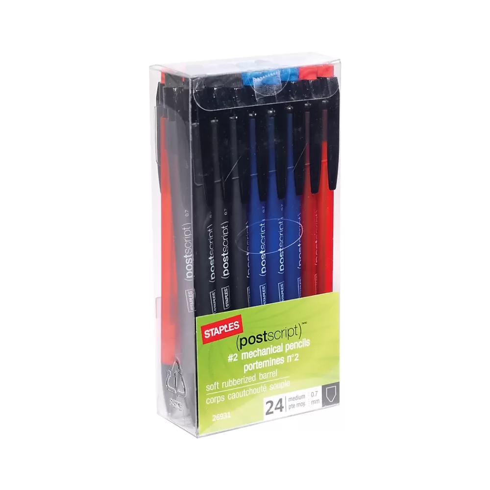 Staples Pencils<Postscript Mechanical Pencil, 0.7mm, #2 Soft Lead, 2 Dozen (26931-CC)