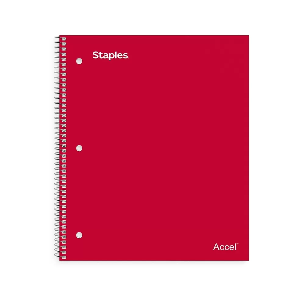 Staples Subject Notebooks<Premium Poly 1-Subject Notebook, 8" x 10.5", Wide Ruled, 100 Sheets, (TR20958)