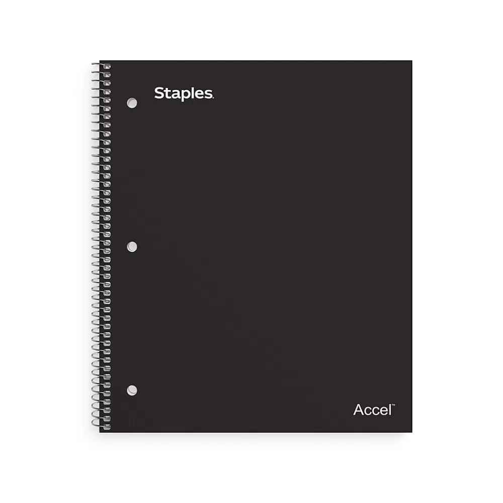 Staples Subject Notebooks<Premium 1-Subject Notebook, 8.5" x 11", College Ruled, 100 Sheets, Black, 12 Notebooks/Carton (ST20950CT)