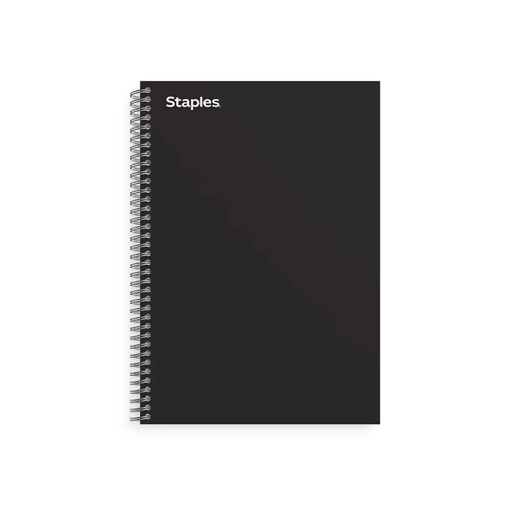 Staples Subject Notebooks<Premium 3-Subject Notebook, 5.88" x 9.5", College Ruled, 138 Sheets, Black (TR58351)