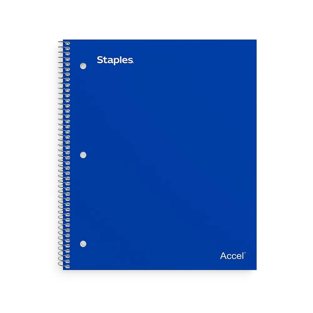 Staples Subject Notebooks<Premium 1-Subject Notebook, 8.5" x 11", College Ruled, 100 Sheets, Blue, 12/Carton (TR20951CT)