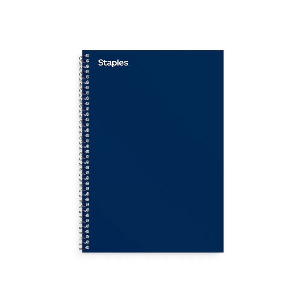 Staples Subject Notebooks<Premium 3-Subject Notebook, 5.88" x 9.5", College Ruled, 138 Sheets, Blue (ST58352)