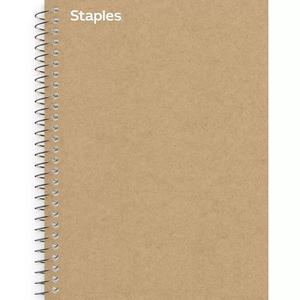 Staples Subject Notebooks<Premium 1-Subject Notebook, 5.875" x 9", College Ruled, 100 Sheets, Brown (ST52120N)