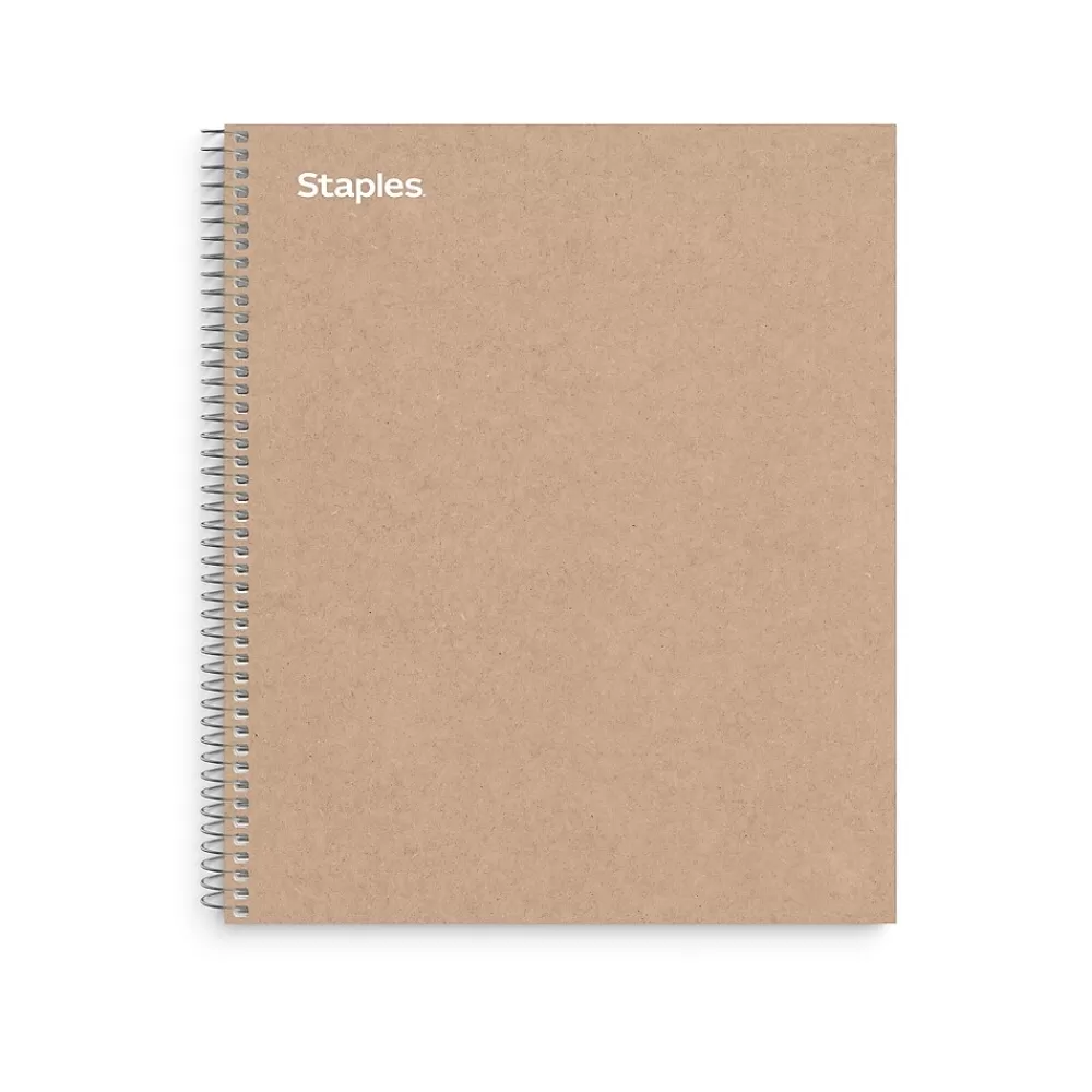 Staples Subject Notebooks<Premium 3-Subject Notebook, 8.5" x 11", College Ruled, 150 Sheets, Brown (TR52123)