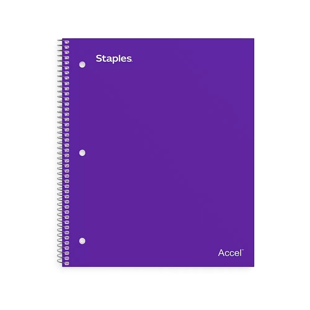 Staples Subject Notebooks<Premium 1-Subject Notebook, 8.5" x 11", College Ruled, 100 Sheets, Purple, 12 Notebooks/Carton (TR20954CT)