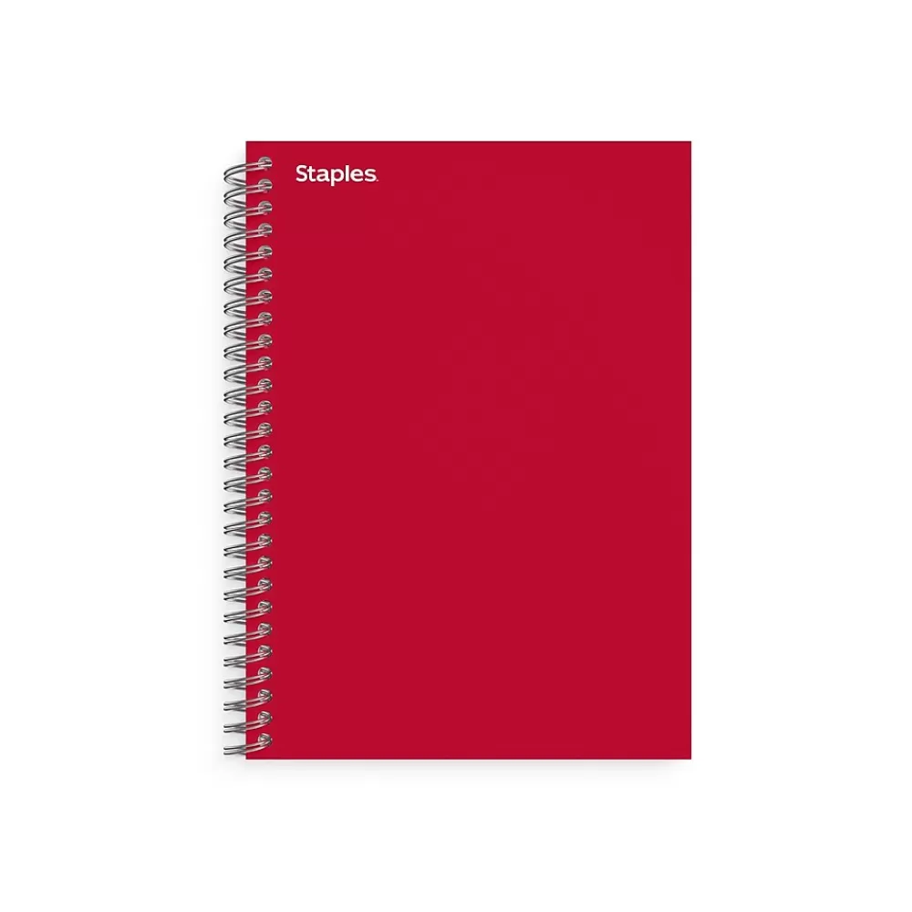 Staples Subject Notebooks<Premium 1-Subject Notebook, 4.38" x 7", College Ruled, 80 Sheets, Red (TR58349)
