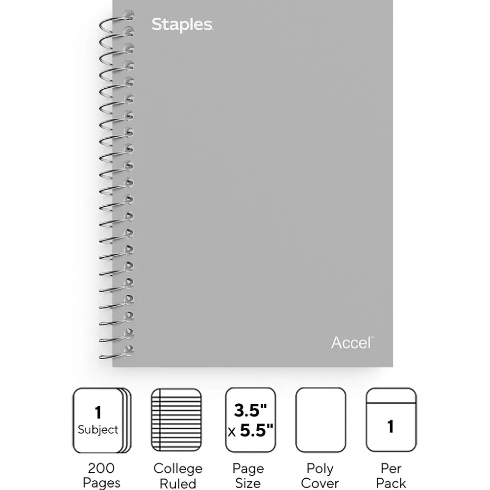 Staples Subject Notebooks<Premium 1-Subject Notebook, 3.5" x 5.5", College Ruled, (TR58291)